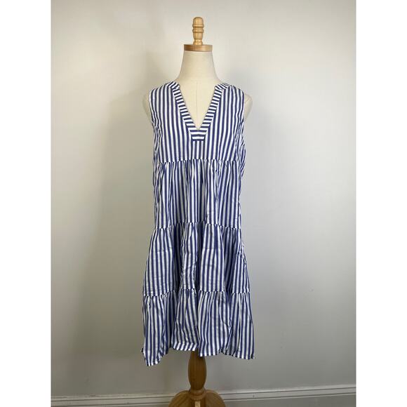 Pomander Place Blue White Stripe Sleeveless Cotton Poplin Kenzo Dress NWT Small - Picture 8 of 9